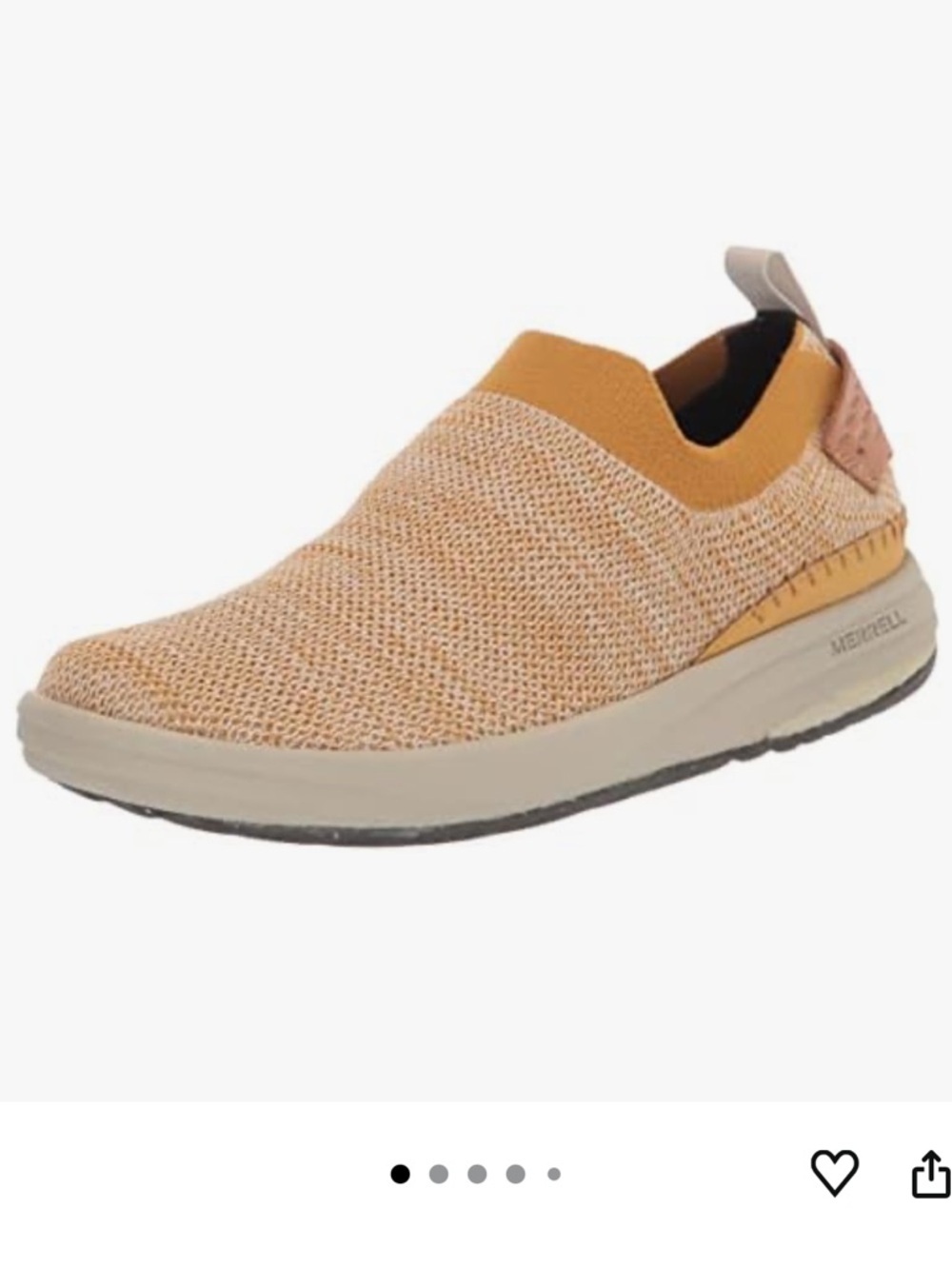 Merrell Slip-On Knit Flats in Mustard and Beige